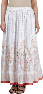 kurtiskirts Solid Women Flared White Skirt