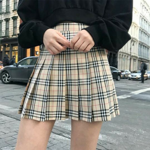 Khalak Checkered Women Pleated Brown Skirt
