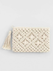 RaisingCraft White Sling Bag Macrame handbag purse