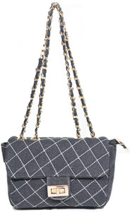DONICY Grey Sling Bag Denim Quilted sling bag