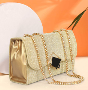 Mummy Collection Gold Sling Bag Gold Cross body Chain Sling Bag for Ladies