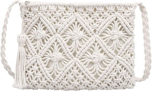 RAKANO White Sling Bag Macrame handbag purse for women and girls