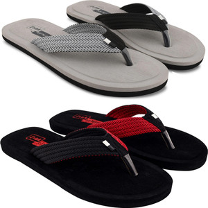 EVOK Men Mens Comfortable Trending And Stylish Multicolor Embozing Flipflop (Pack Of 2) Slippers