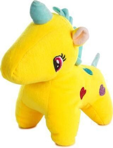 HoneyBunny CUTE UNICORN PLUSH STUFFED SOFT TOY - Yellow  - 24 cm
