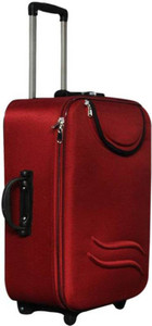 Faran Classic Maroon Pocket Design WIth Ultra smooth Trolley Check-in Suitcase 2 Wheels - 23 inch