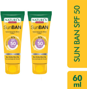 Nature's Essence Sunscreen - SPF 50 PA+ Sunban SPF 50 PA+++ Sunscreen & Tan Block Lotion Each Pack 60ml