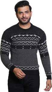 Grand Line Self Design Round Neck Casual Men Multicolor Sweater
