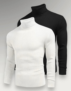 TEE TREE Solid High Neck Formal Men Black, White Sweater