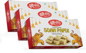 Bikaneri Shree Ganga Soft and Flaky Soan Papdi,1.2Kg Delicious Traditional Bikaneri Sweet, Mithai Box