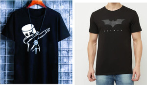 Oishee Graphic Print Men Round Neck Navy Blue, Black T-Shirt