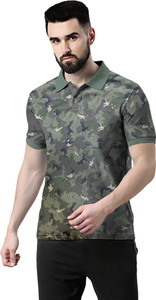 WILD CAMO Military Camouflage Men Polo Neck Green T-Shirt