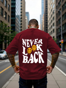 Metro Tees Graphic Print, Typography Men Round Neck Maroon T-Shirt