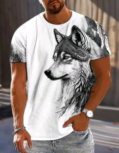 DRVP Printed Men Round Neck White T-Shirt