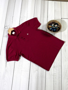 f Gallery Solid Men Maroon T-Shirt - Image 5