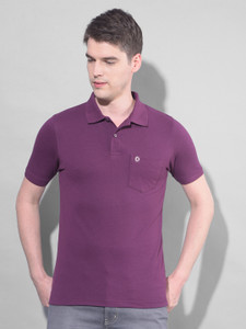 Dollar Solid Men Polo Neck Maroon T-Shirt