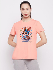ADIXUS Graphic Print Women Round Neck Pink T-Shirt