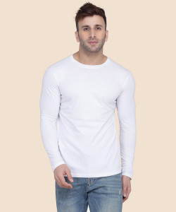 Kroptee Solid Men Round Neck White T-Shirt