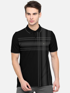Bullmer Printed Men Polo Neck Black T-Shirt