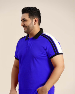 DAAWEAR OUTFITS Solid Men Polo Neck Blue T-Shirt