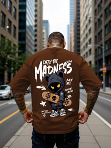 Metro Tees Graphic Print Men Round Neck Brown T-Shirt