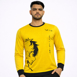RMLKN Printed Men Round Neck Yellow T-Shirt
