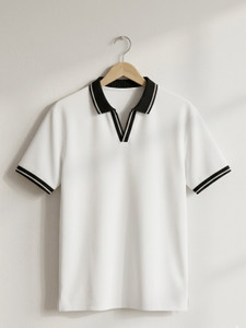METRONAUT Colorblock Men Polo Neck White T-Shirt - Image 6