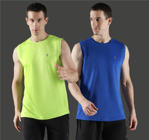 EPPE Solid Men Round Neck Dark Blue, Light Green T-Shirt