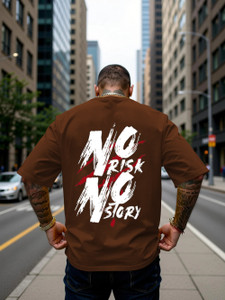 Vintage Tees Typography Men Round Neck Brown T-Shirt
