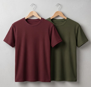 Men's Maroon Polyester Round Neck T-Shirt by Stylesmyth - Image 1