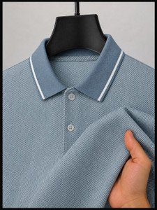 MACK JONNEY Men Blue Polo Neck T-Shirt - Image 6
