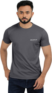 सॉलिडप्ले पुरुषों के लिए गोल गला सॉलिड ग्रे टी-शर्ट