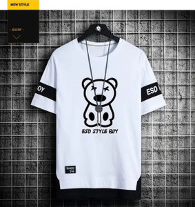 KASPY Printed Men Round Neck White T-Shirt