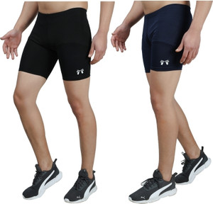 TroopLine Solid Men Black, Dark Blue Tights