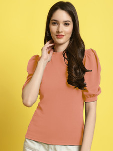 METRONAUT Casual Solid Women Gold Top