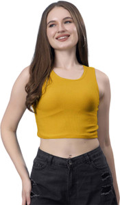 FRISKERS Casual Solid Women Gold Top