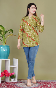 Gudwear Casual Printed Women Green Top