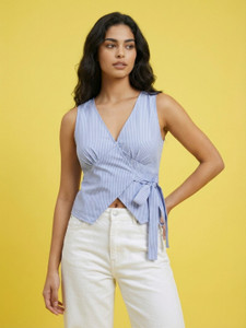 BuyNewTrend Casual Striped Women Blue Top