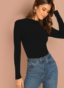 Dream Beauty Fashion Casual Solid Women Black Top