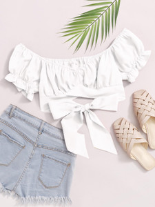namah fashion Party Solid Women White Top
