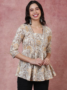 jaiambycreation Party Printed Women Multicolor Top