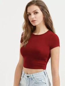 SELVIKE Casual Solid Women Red Top