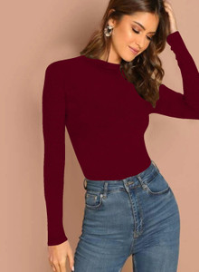 Dream Beauty Fashion Casual Solid Women Maroon Top