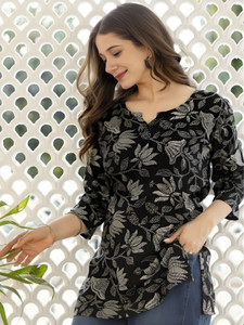 BELLATELA BT Party Printed Women Black Top
