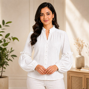 KAYRAAH Party Self Design Women White Top