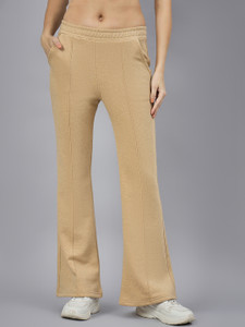98 Degree North Solid Women Beige Track Pants