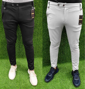 Eetma Solid Men Black, Grey Track Pants