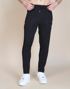 wewok Solid, Self Design Men Black Track Pants