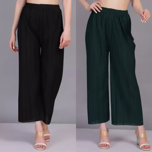 IRHA Regular Fit Women Black, Green Trousers