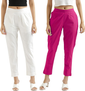 Mast Kalandar Regular Fit Women White, Pink Trousers