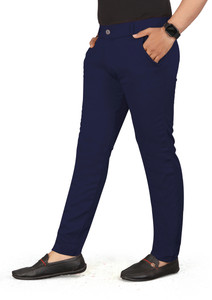 BLAINE Slim Fit Men Dark Blue Trousers